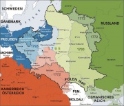 Les trois partages. Lubine en rose clair sur la carte annexée par l'Autriche.
