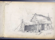 Autre temps, autre lieu, mais un même thème: une cabane de sabotier dans la région de Saint-Malo en 1865, par Henri Arondel