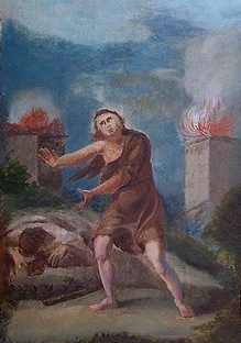 Cain Kills Abel (Greek Catholic Cathedral of Hajdudorog Hungary 18 c).jpg
