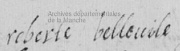 signature de Roberte de Belleville au baptême de Jacques Le Clerc (Fils de Jean et Marie Pasquier)