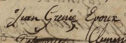 Signature de Jean Grenier sur l'acte de son mariage avec Anne Roux, le 29 janvier 1799.