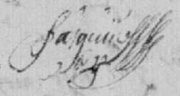 Signature (baptême de sa nièce Marie Thérèse Pasquier)