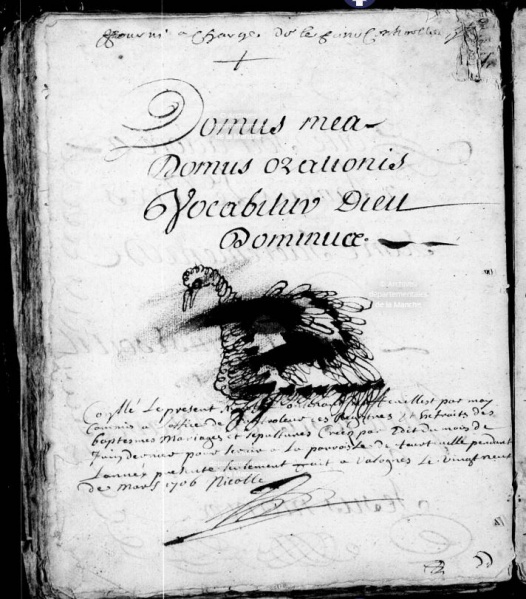 Image:Teurthéville-Bocage - Page du registre 1701-1725.JPG