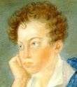 Aquarelle montrant Alexandre Sergueïevitch Pouchkine en 1810.
