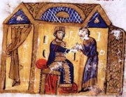 à droite, Gagik II abdiqua en faveur de l'empereur byzantin Constantin IX Monomaque.