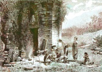 1886: Rakyat Jawa Tengah bertahan di Candi Parikesit (Dataran Tinggi Dieng)  dalam Perang Jawa], Sumber : [11]