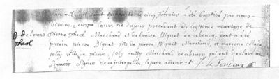 Acte de baptême de Louis Théol