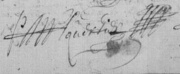 Signature - 1675, inhumation de son frère Jean