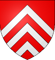 Blason famille Lucas de Néhou. De gueules aux trois chevrons d'argent.