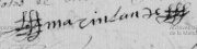 Signature (1672 inhumation de sa fille, acte sans prénom)