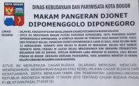 Situs Makam Pangeran Djonet Dipomenggolo, Alamat : Pesantren Dipamenggala Al-Khasanan, Jl. Raden Kosasih, Kp. Kebon Kelapa-Kelurahan Cikaret-Bogor Selatan
