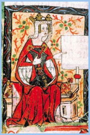 Portrait de Mathilde dans Histoire d'Angleterre des moines de Saint-Albans (xve siècle)