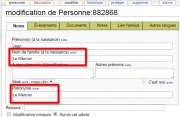 Exemple 1 : mot initial conservé dans le patronyme