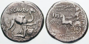 Denarius - Aemilius Scaurus - Aretas.jpg