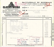 Facture de la société "Clichés Union Gillot - Rousset - Ruckert" (28 avril 1960)