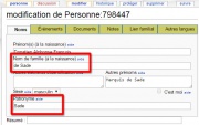 Exemple sadique de différence entre nom de famille et patronyme, dans Rodovid