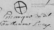 marque de Guillaume à l'inhumation de sa petite en 1670 à Brix