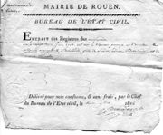 Extrait d'acte de naissance rédigé en 1824.