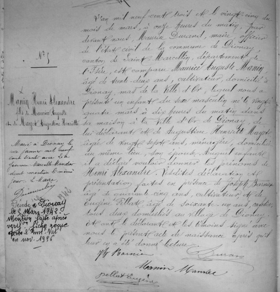 Image:Acte de naissance de Henri Alexandre Manin, Dionay, 1903.jpg