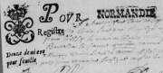 En-tête d'une page des registres de Brix. Malgré son aspect western la typo date de 1674