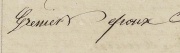 Signature de Bernard Paulin Grenier sur l'acte de son mariage avec Jeanne Cougouille, le 15 décembre 1859, à Bordeaux, section 2.