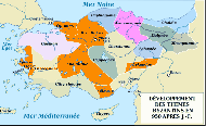 Carte du développement des thèmes byzantins en 950 après J.-C.