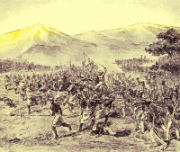 Pertempuran antara pasukan Kolonel Le Bron de Vexela dengan pasukan Pangeran Diponegoro  di Gawok (dilukis oleh G. Kepper pada tahun 1900), Sumber : [10]